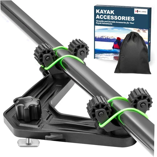 Mellbree Kayak Paddle Holder, Fishing Kayak Accessories Dual Head Offset Paddle Holder for Kayaking Multifunctional Kayak Rail Mount Accessories Release Your Hands While Fishing