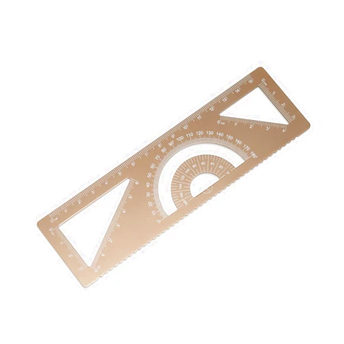 Zotemo Metal Ruler, 4 in 1 Multi-Functional Ruler, Straight Ruler, Triangle Ruler, Protractor, Geometry Rule Measuring Tools for School and Office Supplies (6 inch, Gold)