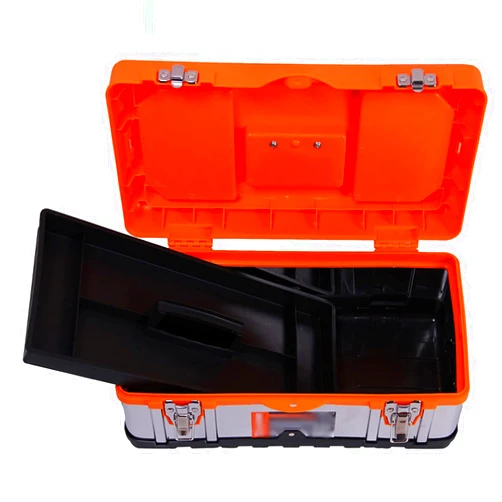 TOMYEUS Tool Box Tool Box with Tray Portable Tool Box Lockable Cabinet Hardware Storage Box Stainless Steel Organizer with Removable Tray Handle for Home Garage Storage Toolbox (Size : Medium)