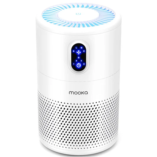 MOOKA Air Purifiers for Home Large Room up to 1076ft², H13 True HEPA Air Filter Cleaner, Odor Eliminator, Remove Smoke Dust Pollen Pet Dander, Night Light(Available for California)