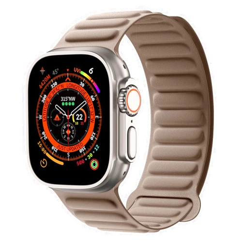 OCTT Tan FineWoven Magnetic Link Band Compatible with Apple Watch Band 49mm 45mm 44mm 42mm, Woven Loop Strap Magnet for iWatch Ultra 2 / Ultra/SE 2 / SE/Series 9 8 7 6 5 4 3 2 3 1