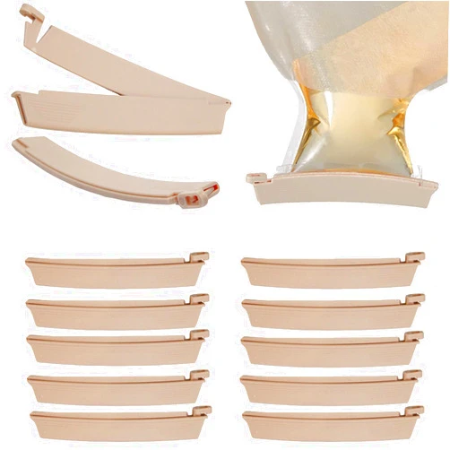 Flosmore 10Pcs Ostomy Bag Clip Colostomy Ostomy Supplies Drainable Pouch Clamp Tail,Reusable for Colostomy Bags, Universal Curved Closure Surefit Leak- Proof Colostomy Sealing Bars