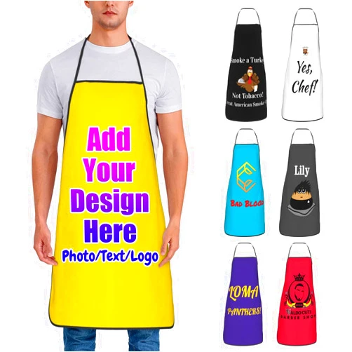 EXYLANOR Custom Logo Apron Personalized Photo Text Customized Picture Chef Cooking Aprons