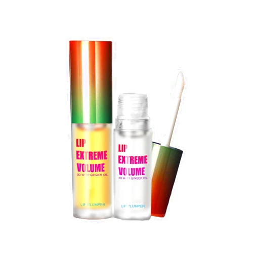 Grospe Extreme Lip Plumper, High Concentration Ginger Mint Lip Enhance Plumping Lip Gloss Clear Lip Oil Moisturizer for Dry Lips Vegan Instantly Volumize Lips for Thicker & Fuller Lips, 2Pcs