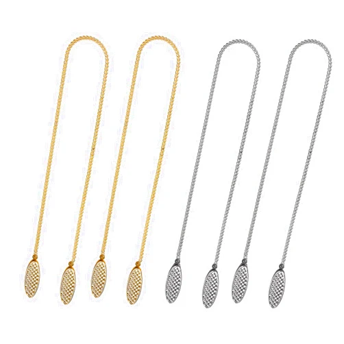 Jipaziy Napkin Clips 4 Pieces Bib Holder Clips Adjustable Chains Classic Metal Lanyard Neck Strap for Dental Restaurant Dining Painting Picnic Bib Clips