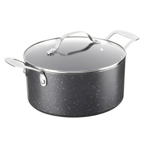 Granitestone Nonstick 5 Quart Stock Pot with Lid with Ultra Durable Mineral and Diamond Triple Cookware Set, Black