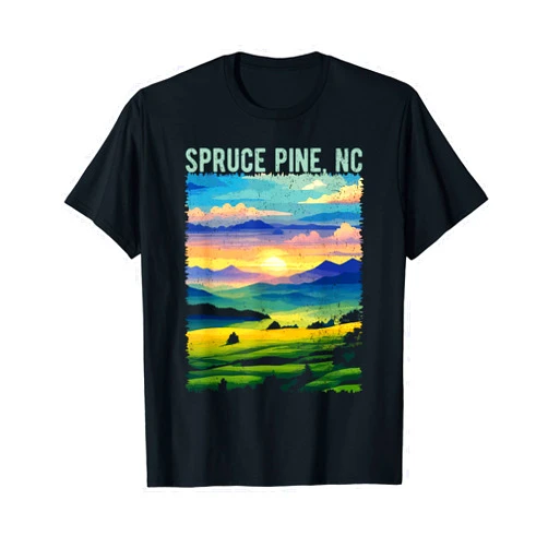 Awesome Spruce Pine NC Souvenir Designs Spruce Pine NC USA Retro Mountain Distressed Design T-Shirt