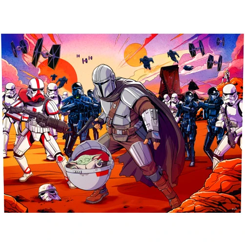 Ravensburger Mandalorian: Face Off 200 Piece Jigsaw Puzzle for Kids | Unique and Interlocking Pieces | Educational and Fun | FSC Certified Materials