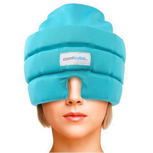 Comfcube Migraine & Headache Relief Ice Cap, 2 Hours Long Lasting Cold Therapy Wearable Form Fitting Ice Hat for Tension Headache, Sinus & Stress Relief, Puffy Eyes, Chronic Migraine, Chemo