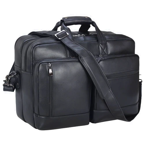 Masa Kawa Leather Briefcase for Men Expandable Large 17 Inch Laptop Crossbody Shoulder Bag Business Travel Duffel Attache Case