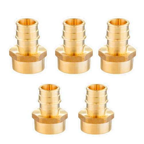EFIELD (Pack of 5) EFIELD Pex-A Expansion Brass Fitting 1-Inch x 1-Inch Female NPT Adapter, ASTM F1960