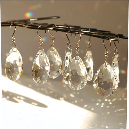 HYBEADS 10pcs 38mm Crystal Suncatcher, Hanging Clear Teardrops Crystals Chandelier Parts Prisms Pendants with Hook for Windows Lamp Christmas Tree Decorations Home Decor