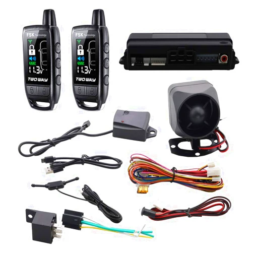 EASYGUARD EC206-B 2 Way car Alarm System with Rechargeable LCD Pager Vibration Alarm Warning Remote Trunk Release keyless Entry 868Mhz DC12V