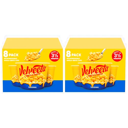 Velveeta Shells & Cheese Original Microwavable Macaroni and Cheese Cups (8 ct Pack, 2.39 oz Cups) (Pack of 2)