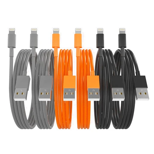 ZCSSQZ iPhone Charger Lightning Cables [Apple MFi Certified], 3/3/6/6/6/10 ft, Nylon Braided Fast Charging for iPhone/iPad, 6 Pack, Gray/Orange/Black