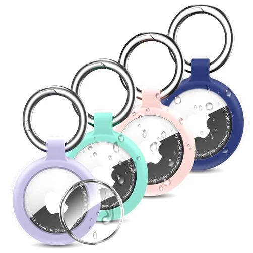 Pautas Apple AirTag Holder, 4 Pack Aitag Case Super Slim & Hold Air Tag Securely, Waterproof TPU Cover Protective Case with Keychain Key Ring Clip for Keys, Bags, Kids, Pet(4 Colors)
