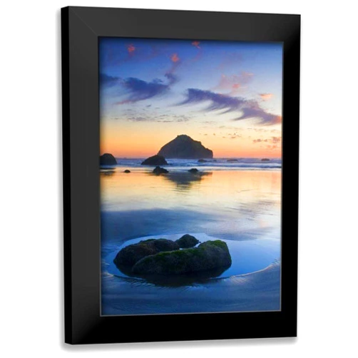 ArtDirect - Rotenberg, Nancy 13x18 Black Modern Framed Art Print Titled: Oregon, Bandon Beach Face Rock and sea stacks