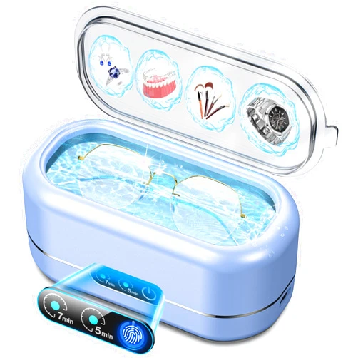 Seepark AI Ultrasonic Jewelry Cleaner,50KHz Professional Ultrasonic Cleaner Machine with 304 Stainless Steel for Jewelry, Dentures, Eyeglasses, Rings,Coin, Watch Strap, Tools, Hygiene Items (Blue)