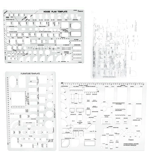 Sooez Architectural Templates, House Plan, Interior Design and Furniture Template, Drafting Tools and Supplies - Set of 3