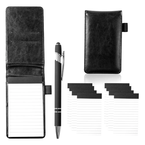 Camelmother 10 Pieces Small Notepad Holder Set Pocket Notebook 3 x 5 Inch with Pen