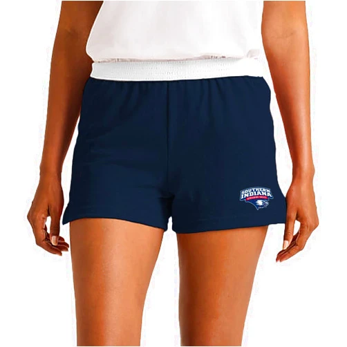 Campus Lab Official Collegiate School Logo - Team Color Womens Soffe Short, Elastic Fold Over Waist Shorts, Junior Fit