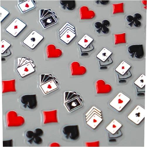 Generic Poker Nail Art Stickers Black Red Heart Nail Stickers for Nail Art Porker Card Nail Art Retro Spades Diamonds Clubs Design Decoration Self-Adhesive DIY Nail Decals for Women Nail Supplies 1PCS