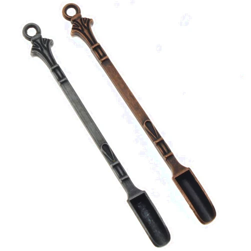 OZXNO Mini Powder/Medicine Scoop 2pcs Metal Shovel Spoon Shovel Scoop Pendant Necklace for Bottle Home Supplies(Sliver + Bronze)