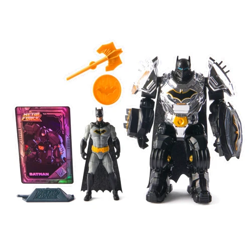 DC Comics, Metal Force Batman Action Figure, 6-Inch with 4-Inch Mini Figure, Built-in Blaster and Armor Suit, Super Hero Kids Toys for Boys and Girls Ages 4 and Up