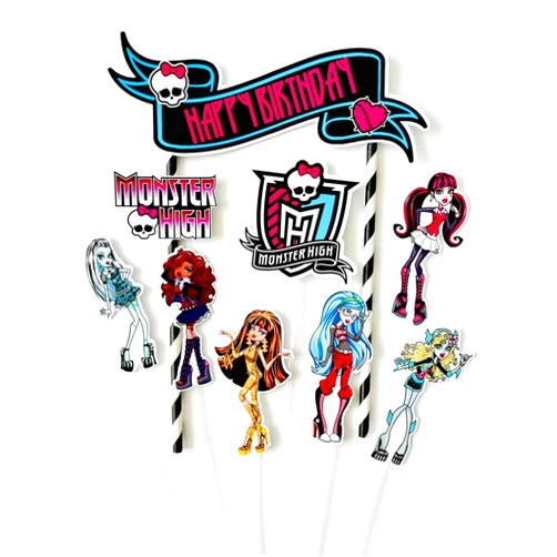 Handmade Happy Birthday Monster Girls Cake Topper
