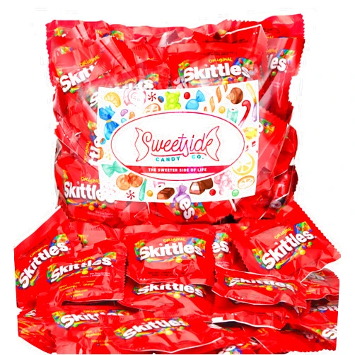 SWEETSIDE CANDY CO. Skittles Candy Bulk - 4 lb Skittles Bulk Candy Pack - Big Bag of Original Rainbow Fun Size Skittles Individual Packs - Movie Candy, Fruity Candy, Concession Stand Candy, Easter Candy for Kids
