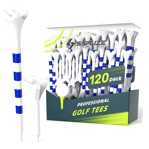 SAPLIZE Upgraded 4-Prong Golf Tees, Optimized Shaft Thickness for Ideal Balance of Strength & Flexibility, 50/100 Pack (2-3/4