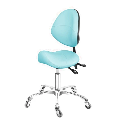 Antlu Saddle Stool Dental Hygienist Chair with Back Support, Rolling Esthetician Saddle Stool for Lash Salon Tattoo Shop Spa Dentist Clinic (with Backrest, Cyan)