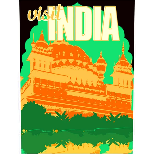 Wee Blue Coo Prints Vintage Travel India Visit Orange New FINE Art Print Poster CC5554