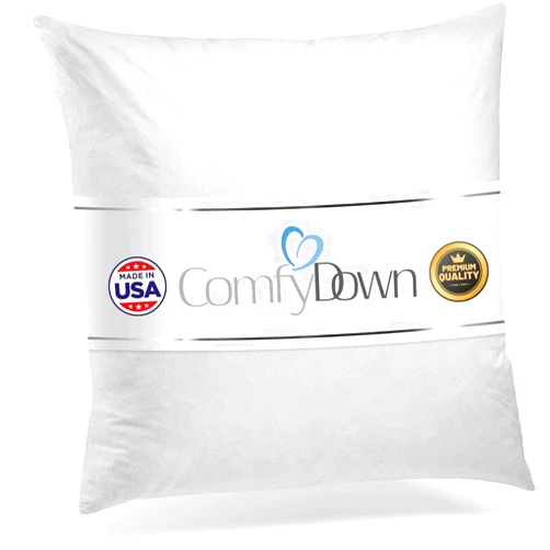 ComfyDown Decorative Throw Pillow Insert, Down and Feathers Fill, 100% Cotton Cover 233 Thread Count, Square Pillow Insert - Made in USA (20X20 & 22X22)