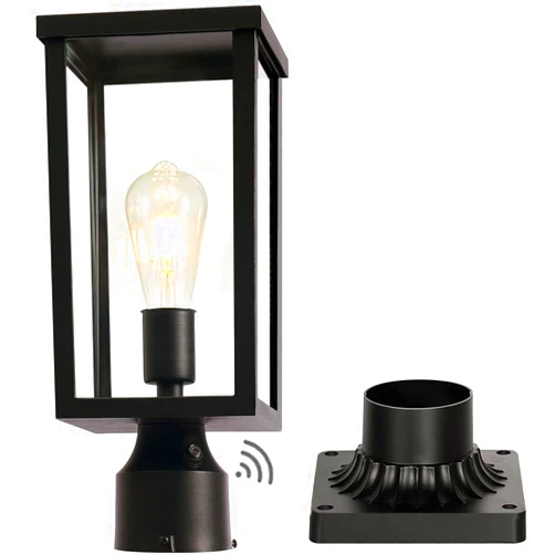 PASAMIC Dusk to Dawn Outdoor Post Light Hardwired 120V, Aluminum Lamp Post Light, Waterproof Outside Post Lantern Fixture with Pier Mount Base, Exterior Pole Lantern Lighting for Garden Yard Patio Pathway