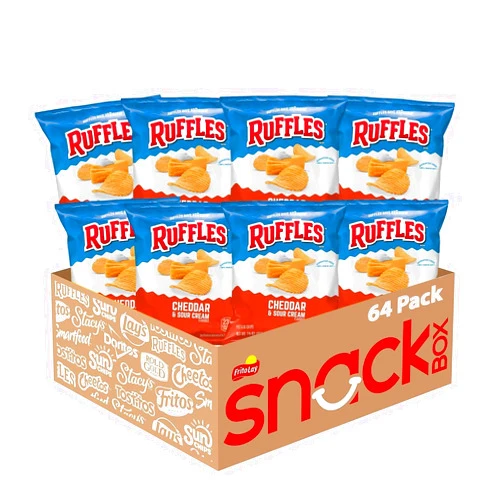 Ruffles Cheddar & Sour Cream Flavored Potato Chips, 1.5 Ounce (Pack of 64)
