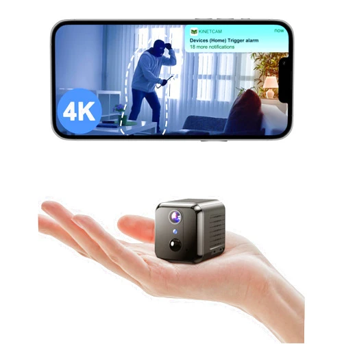 KinetCam Spy Camera Hidden Camera,Wireless WiFi Small Camera with Phone APP for Indoor Security,4K HD,120-Day Standby Battery Life, Auto Night Vision, AI Motion Detection,Nanny Cam Mini Camera