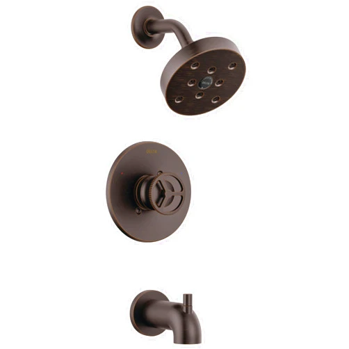 Delta Faucet Trinsic 14 Series Oil Rubbed Bronze Tub Shower Faucet Set with H2Okinetic Shower Head, Shower Trim Kit, Shower Fixtures, Bathtub Faucet Set, Venetian Bronze T14458-RB (Valve Not Included)