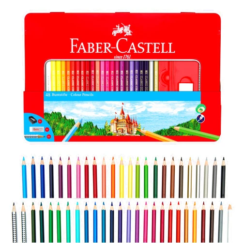 Faber-Castell Classic Colored Pencils Tin Set, 48 Vibrant Colors In Sturdy Metal Case
