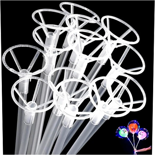 PASOCON 55 Packs Balloon Sticks with Cups Clear Balloon Holder Tools Balloon Plastic Balloon Sticks Clear Bobo Balloon Sticks with Stand for Wedding Birthday Anniversary Valentines Graduation Decorations