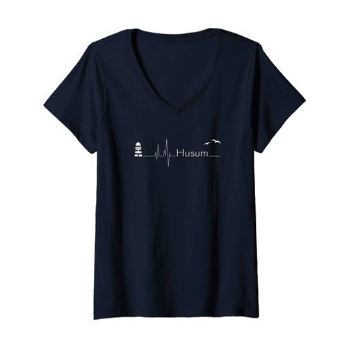 Moin Husumer Ostsee Küste Wattenmeer Föhr Sylt Husum Heartbeat I North Frisia Motif for North German V-Neck T-Shirt