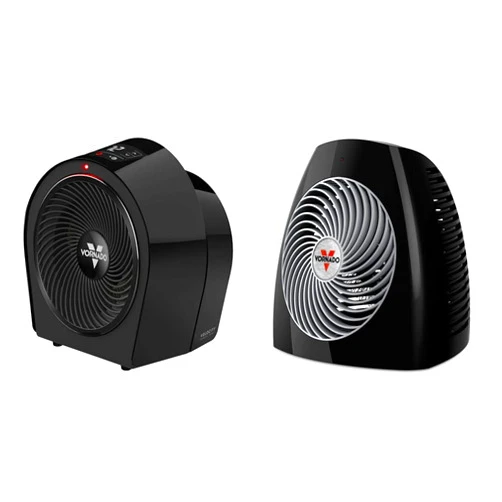 Vornado Velocity 3R Whole Room Space Heater with Timer, Adjustable Thermostat, Black & MVH Vortex Heater with 3 Heat Settings, Adjustable Thermostat, Tip-Over Protection, Black