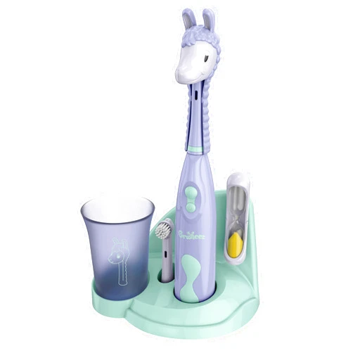 Brusheez Kids’ Electric Toothbrush Set - Safe & Effective for Ages 3+ - Parent Tested & Approved with Gentle Bristles, 2 Brush Heads, Rinse Cup, 2-Minute Timer, & Storage Base (Luna The Llama)