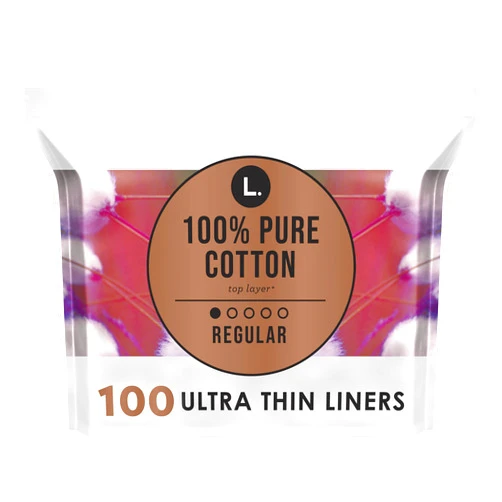 L. Chlorine Free Ultra Thin Liners Regular Absorbency, Organic Cotton, Free of Chlorine Bleaching, Pesticides, Fragrances, or Dyes, 100 Count
