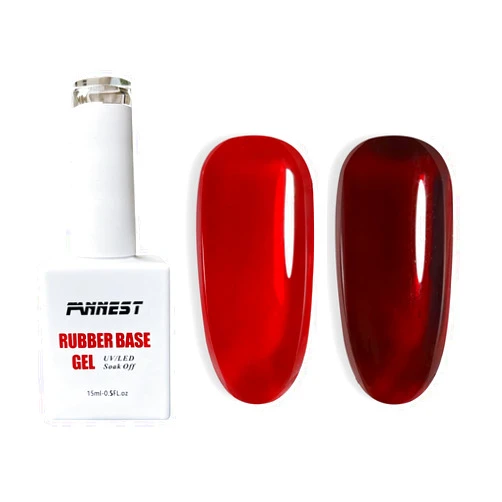 FANNEST Cherry Red Builder Gel Base Coat for Nails Set, 15 ml 2 Pcs Kit, With Self - leveling, Apex Building, Strengthening, Sculpting, Extension and Repair Functions, Soak Off LED Gel Nail Gift