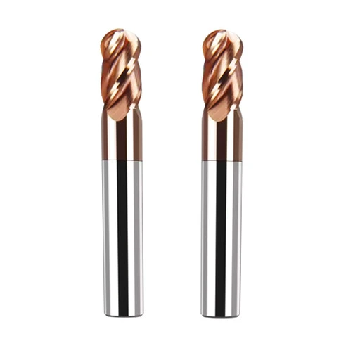 LAHDYFHOE 2 Pcs 4 Flutes Carbide 3/4” Dia 3/4'' Shank Ball Nose End Mill, 4-Edge CNC Milling Bits Cutter Iron-HRC55 - TISIN Coated Bits Set CNC Router Bits (2pcs Ball Nose 3/4” End Mills)