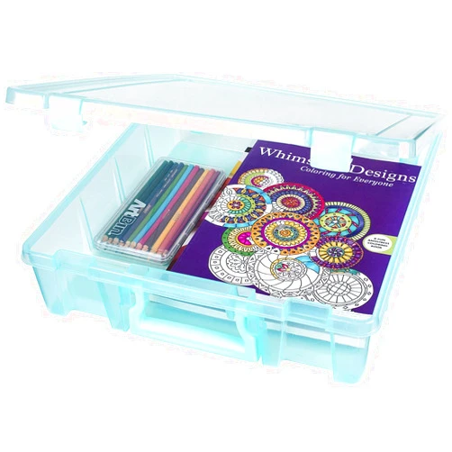 ArtBin 6955AA Super Satchel Compartment Box Clear Craft Organizer Storage Case - Aqua, Pack of 1