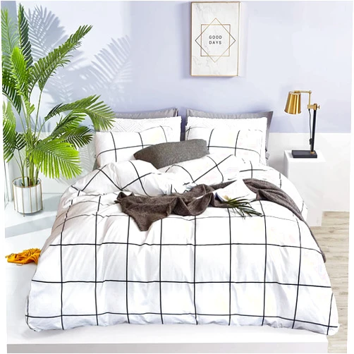 Wellboo White Plaid Comforter Sets Queen Black White Grid Checkered Bedding Comforters Cotton White and Black Buffalo Check Grid Quilts Soft Warm Women Men Modern Preppy Geometric Gingham Quilts
