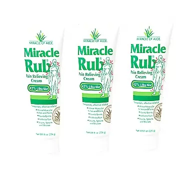 Miracle of Aloe Miracle Rub Pain Relieving Cream with 42% Aloe, 8 oz Tube (3 Pack)