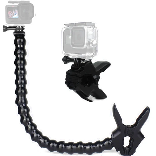 FiTSTILL Jaws Flex Clamp Mount with Adjustable Gooseneck 19 Sections for Go Pro Hero 13/12/11/10/9/8/7/6/5/Max2/4k,DJI Osmo Action 6/5 pro/4/3/2/1 Action Cameras